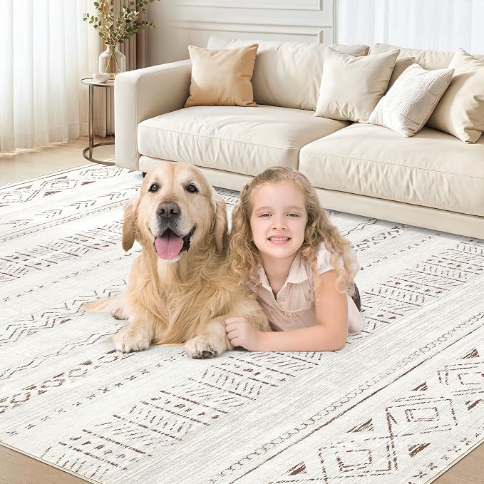 cotiled Boho 7x10 Area Rug for Living Room: Large Moroccan Washable Rug | Solve - Image 9