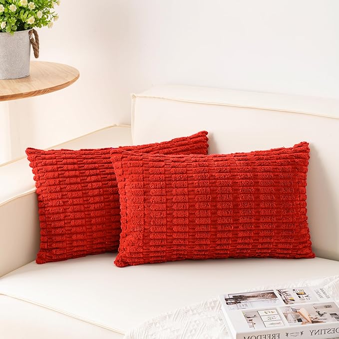 Aegero Pack of 2 Corduroy Decorative Throw Pillow Covers 12x20 Inch by Unknown