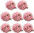 Geosar 8 Bundles Artificial Peonies Flowers Fake Silk Peony Bouquet Faux Peonies Flowers Bulk for Decoration Vase Floral Arrangements Wedding Party Table (Pink)