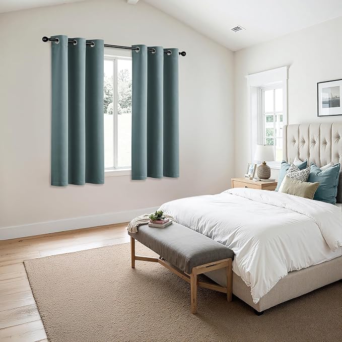 MIULEE Blackout Curtains for Bedroom 2 Panels 40 x 45 Inch Long Dusty Blue | - Image 6