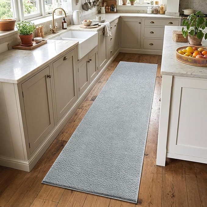 2x8 Light Grey Solid Runner Rug Washable Non-Slip by Unknown