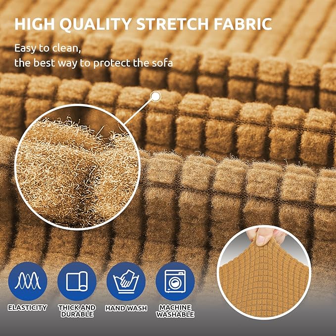 Stretch Couch Covers for Sofa, 3 Cushion Couch Slipcover, Elastic Bottom for - Image 5