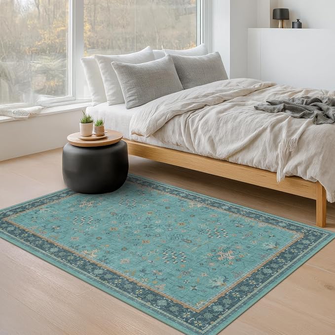 Teal 3x6 Wide Non Slip Kitchen Rug - Image 6