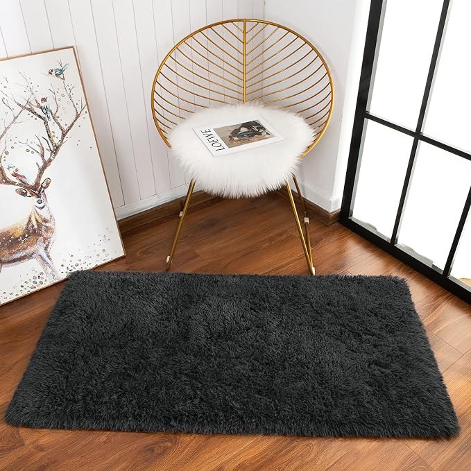 Chicrug Soft Runner Rug for Bedroom Living Room Plush Fluffy Rugs 2x4 | Shag - Image 4