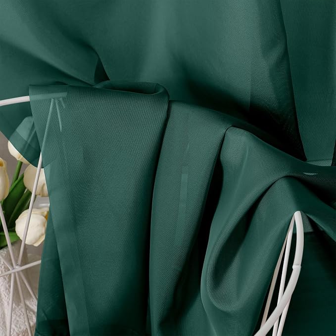 Hunter Green Sheer Curtains 72 Inches Long 2 Panels - Image 2