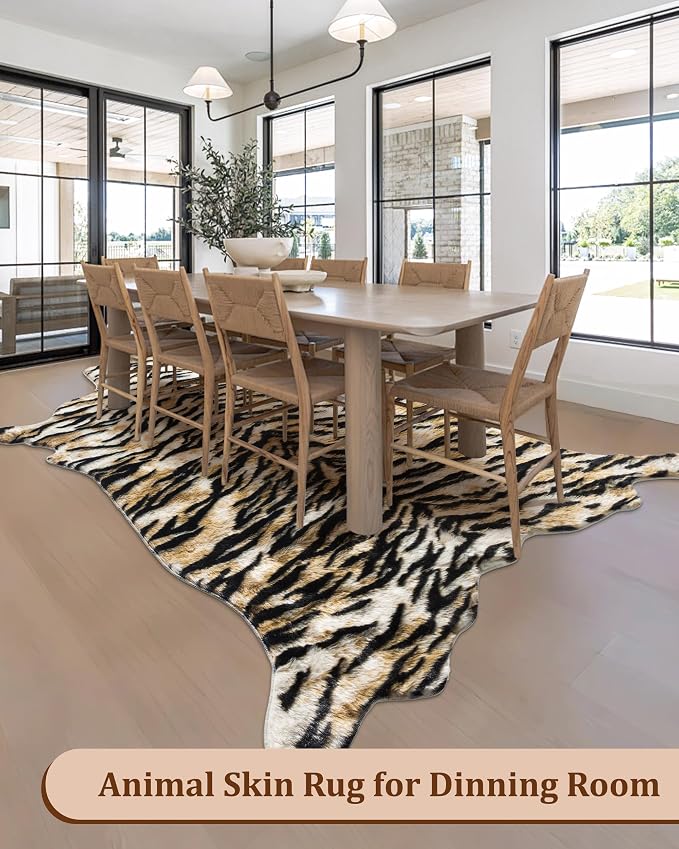 Tiger Print Rug, Animal Rug 5.2x7 Faux Animal Print Tiger Area Rug - Image 7