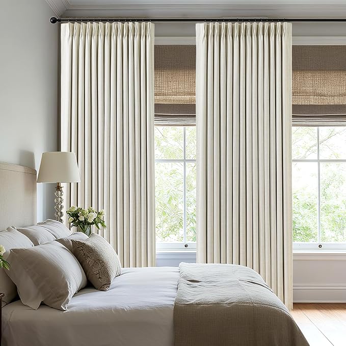 Pinch Pleated Linen Curtains 100% Blackout 72 Inches Long - Image 3