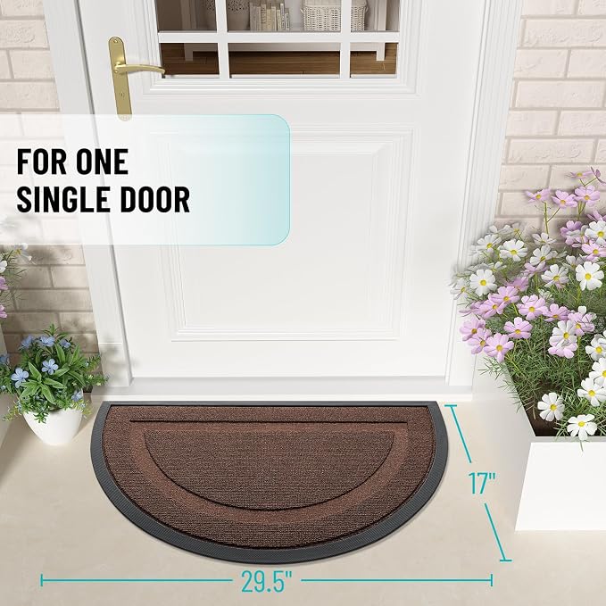 OLANLY Half Circle Front Door Mat Outside 29.5x17 All-Season Rubber Doormat | - Image 2