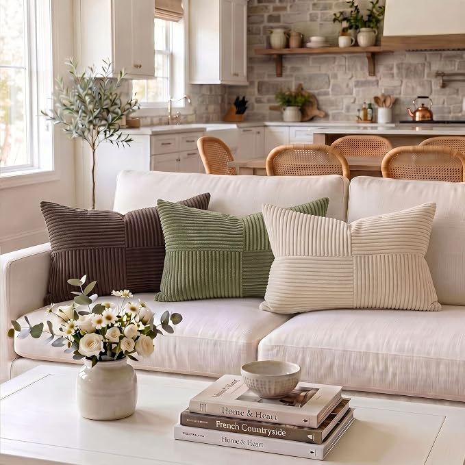 Fancy Homi 2 Packs Olive Green Lumbar Decorative Throw Pillow Covers 20x28 Inch - Image 2