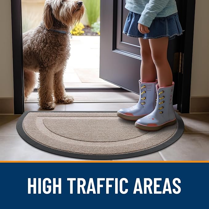 OLANLY Half Circle Front Door Mat Outside 71x23 All-Season Rubber Doormat | - Image 6
