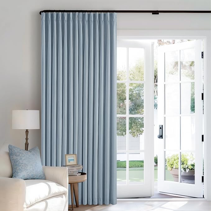 Dusty Blue Pleated Linen 100% Blackout Curtains 102 Inches Long - Image 7