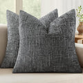 MIULEE Chenille Textured Throw Pillow Covers Dark Grey 18x18 Set of 2 | Slubby by MIULEE