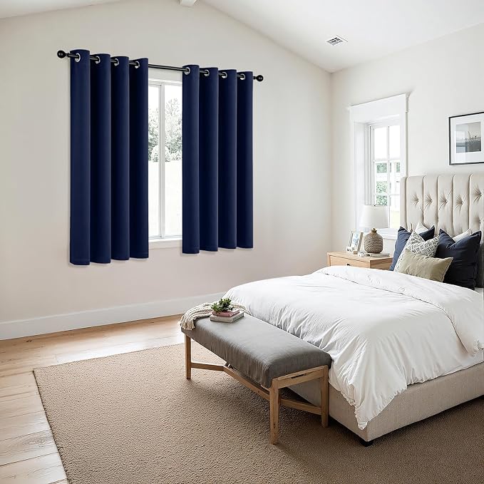 MIULEE Blackout Curtains for Bedroom 2 Panels 55 x 68 Inch Long Navy Blue | - Image 6