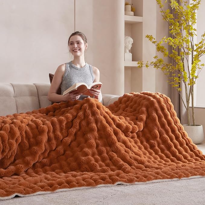 60x80 Inches Ultra-Soft Fuzzy Faux Fur Plush Twin Size Blanket - Image 2