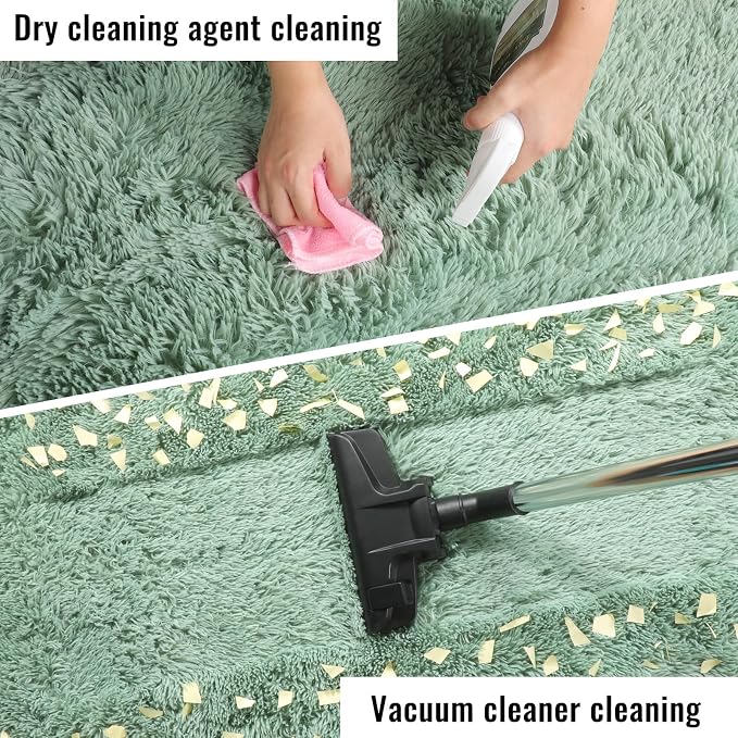 Plush Sage Green Rugs for Bedroom, 3x5 Ft Shaggy Rug Plush Bedside Carpet | - Image 8