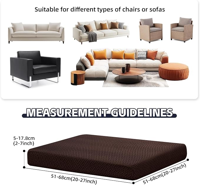 8Pcs Patio Cushion Covers, Outdoor Stretch Cushion Covers, Washable | Stretch - Image 2