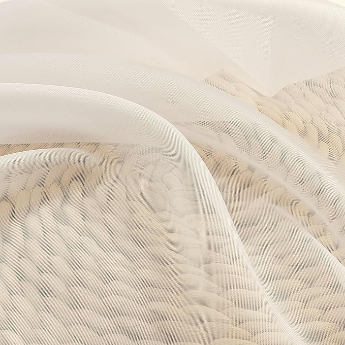 Cream Sheer Curtains 84 Inches Long 2 Panels - Image 6