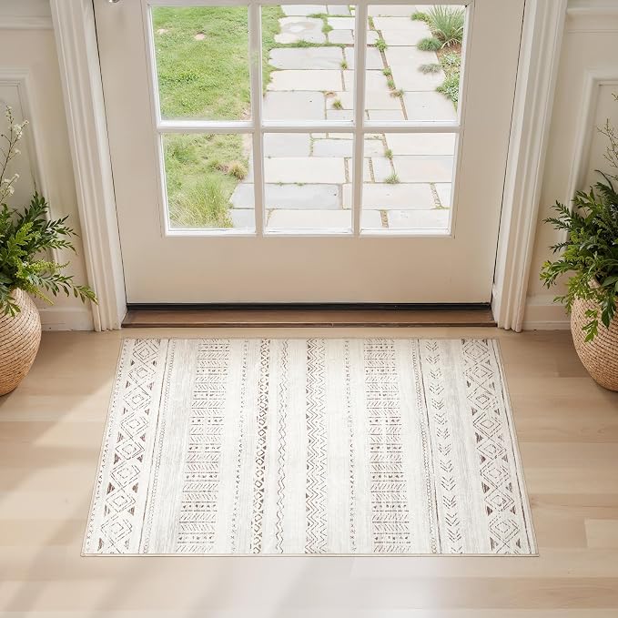 cotiled Washable 2x3 Entryway Rugs: Boho Moroccan Soft Small Rug | Non-Slip - Image 3