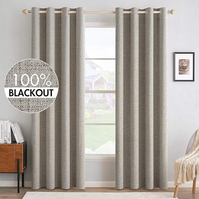 MIULEE 100% Blackout Linen Curtains by MIULEE