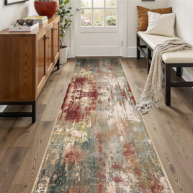 RELEANY Washable Runner 2'x10' Abstract Area Rug by RELEANY