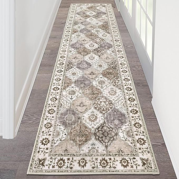 HEBE Hallway Runner Rug 2'x8', Washable Non Slip Kitchen Rug Runner | Soft Boho by HEBE