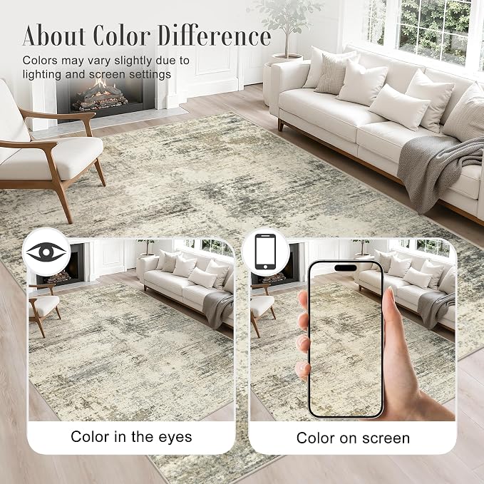 6x9 Area Rug Living Room: Modern Washable Soft Carpet Ash Brown | - Image 8