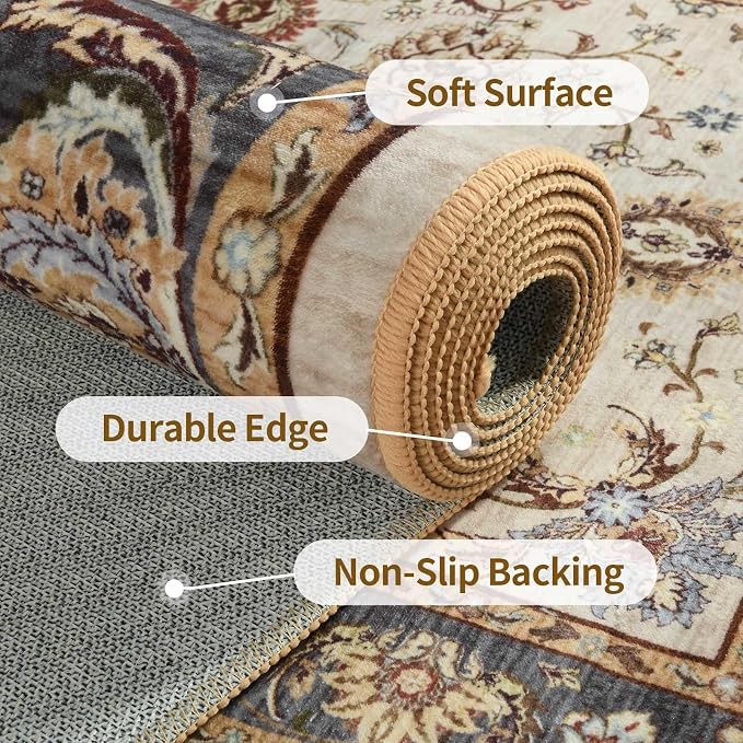 4x6 Ft Washable Area Rug for Bedroom, Non Slip Rugs for Living Room Ultra-Thin - Image 6