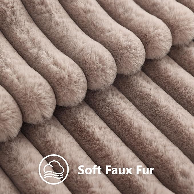 decorUhome Fall Faux Fur Throw Pillow Covers 22x22 Set of 2 Light Coffee | - Image 3