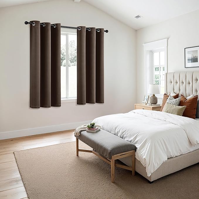 MIULEE Blackout Curtains for Bedroom 2 Panels 40"x54" Long Chocolate Brown | - Image 6