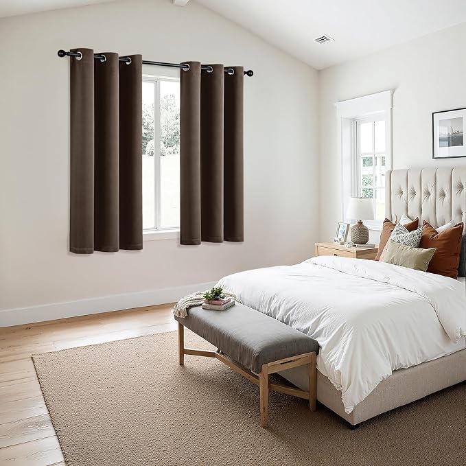 MIULEE Blackout Curtains for Bedroom 2 Panels 40"x45" Long Chocolate Brown | - Image 6