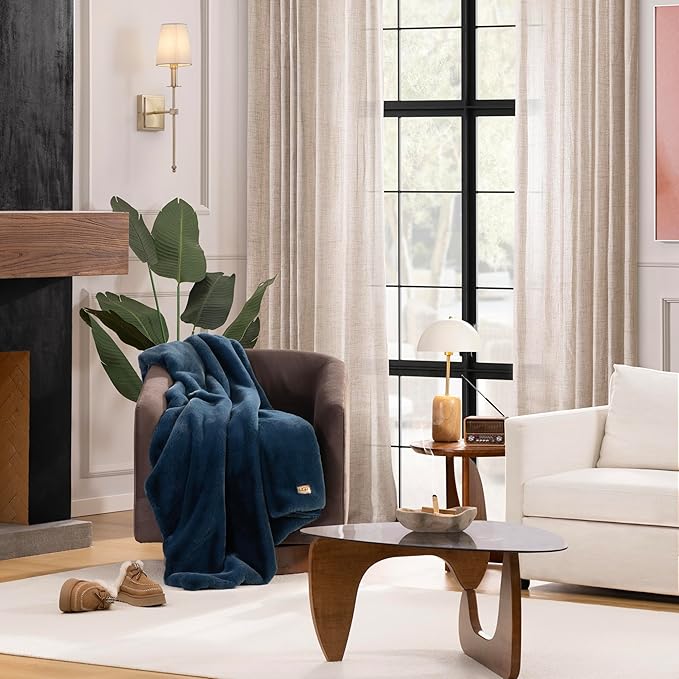 UGG Euphoria Throw Blanket, Plush Faux Fur Blanket, Indigo Blue | Reversible - Image 2