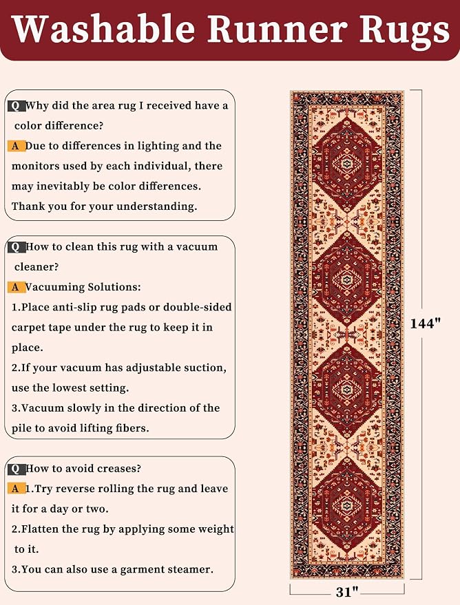 SERISSA 2'6"x12' Washable Non Slip Boho Runner Rug - Image 6