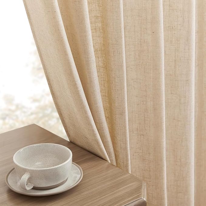 Joydeco Linen Curtains 72 Inch Length 2 Panel Sets, Light Filtering Curtains - Image 7