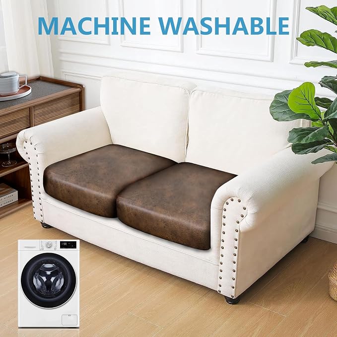 ANARACHON Leather Look Couch Cushion Covers Sofa Seat Slipcovers Sets Couches - Image 2