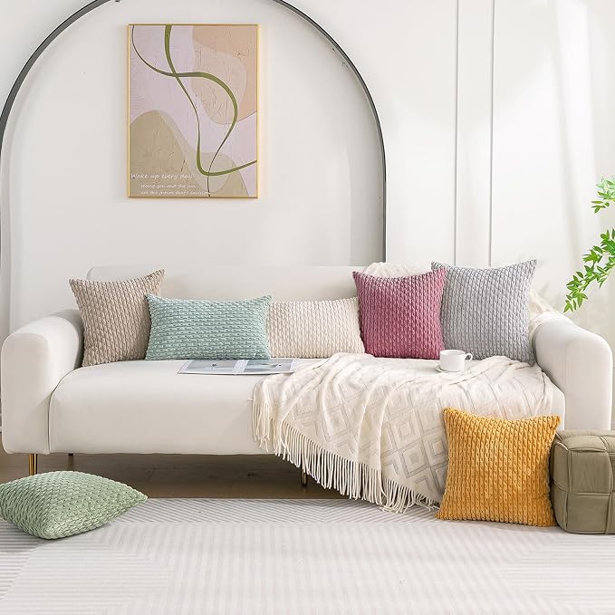Set of 4 Pink Decorative Throw Pillow Covers 22x22 Inch Corduroy Pillow Covers - Image 2