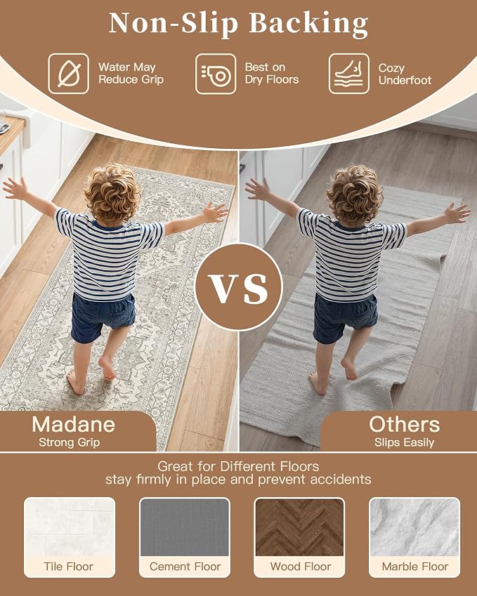 Madane Washable Kitchen Rug Set of 3 Small Area Rugs Non-Slip - Image 8