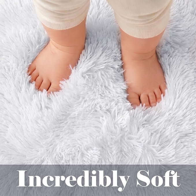 White Runner Rugs for Bedroom Living Room, Fluffy 2x6 Bedside Soft Area Rug | - Image 2