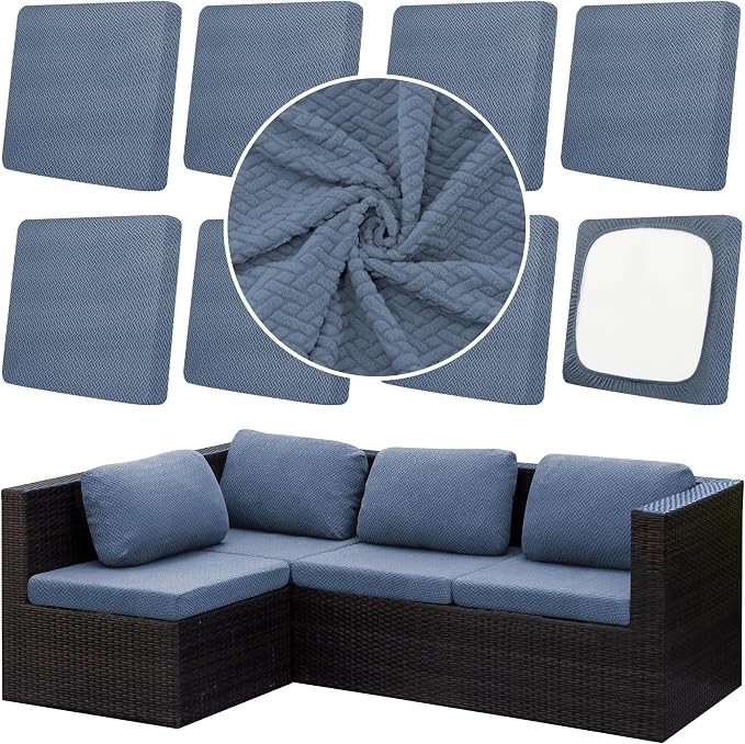 8Pcs Outdoor Cushion Covers, Elastic Patio Cushion Covers | Washable, by dreahoteztil