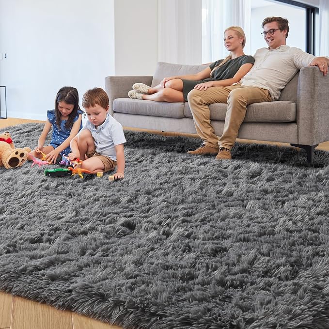 8x10 Living Room Rug Grey, Soft Large Rugs - Image 2
