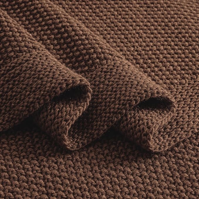 CozeCube Dark Brown Seed Stitch Throw Blanket 60"x80", Farmhouse Decor | Blanket - Image 8