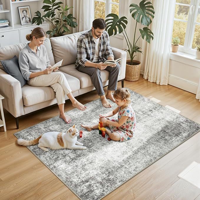 RELEANY Washable 4'x6' Abstract Area Rug - Image 3