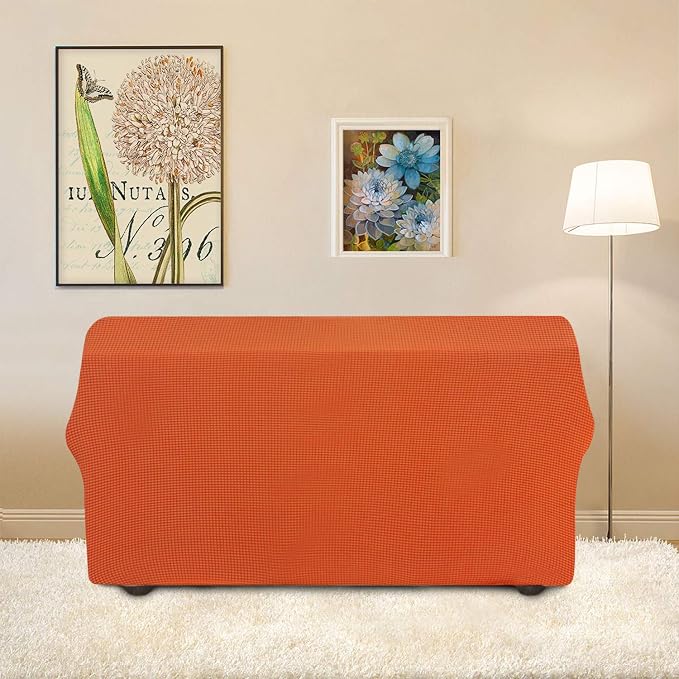 Easy-Going Stretch Loveseat Couch Covers Washable Orange | 1-Piece Loveseat - Image 4