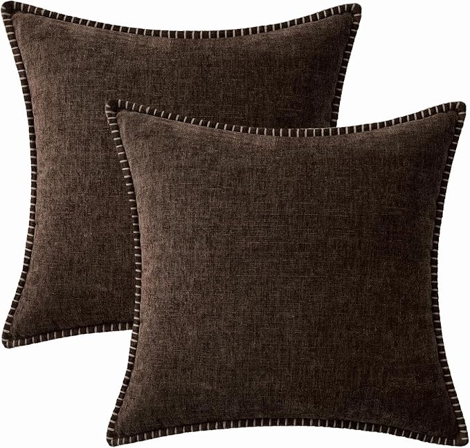 MIULEE Decorative Couch Throw Pillow Covers 18x18 Inch Dark Brown 2 Pack | - Image 8