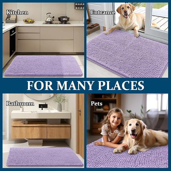 OLANLY Dog Door Mat for Muddy Paws 44x24, Super Absorbent Chenille Mud Mat | - Image 7