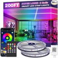 Led Strip Lights,Long Smart Led Light Strips Music Sync 5050 RGB Color Changing Rope Lights,Bluetooth APP/IR Remote/Switch Box Control Led Lights for Bedroom,Home Decoration,Party,Festival (200FT)