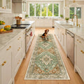 RELEANY Washable Area Rug, Runner 2'6"x8', Brick/Brown/Green | Non-Slip by RELEANY