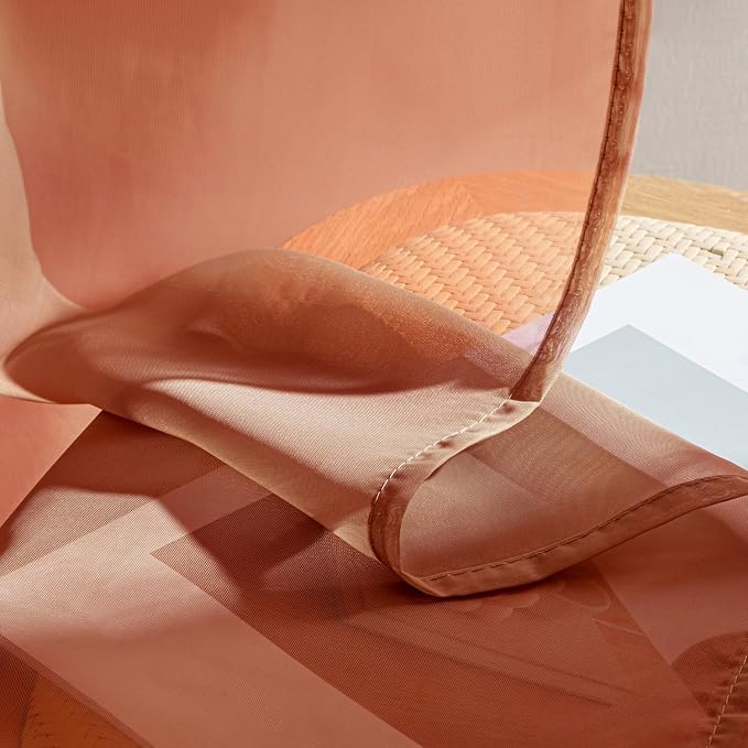 MIULEE 4 Panels Fall Burnt Orange Sheer Curtains 54 x 72 Inches | Light - Image 7