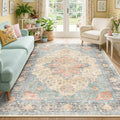 RELEANY Washable Area Rug, Water Repellent, Pet Friendly, Vintage Floral Boho by RELEANY