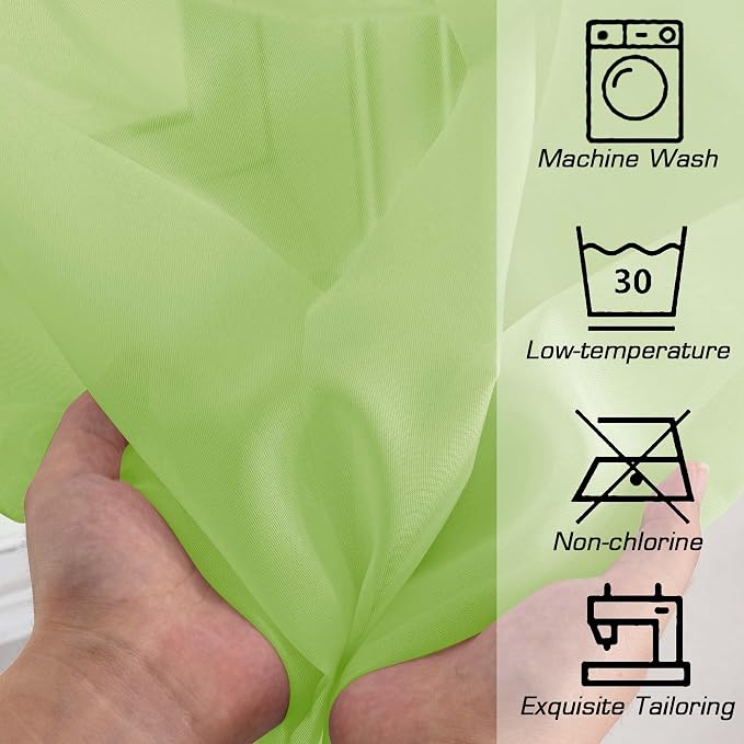Short Lime Sheer Curtains 36 Inch Length 2 Panels Set, Kitchen Tiers Curtains - Image 5