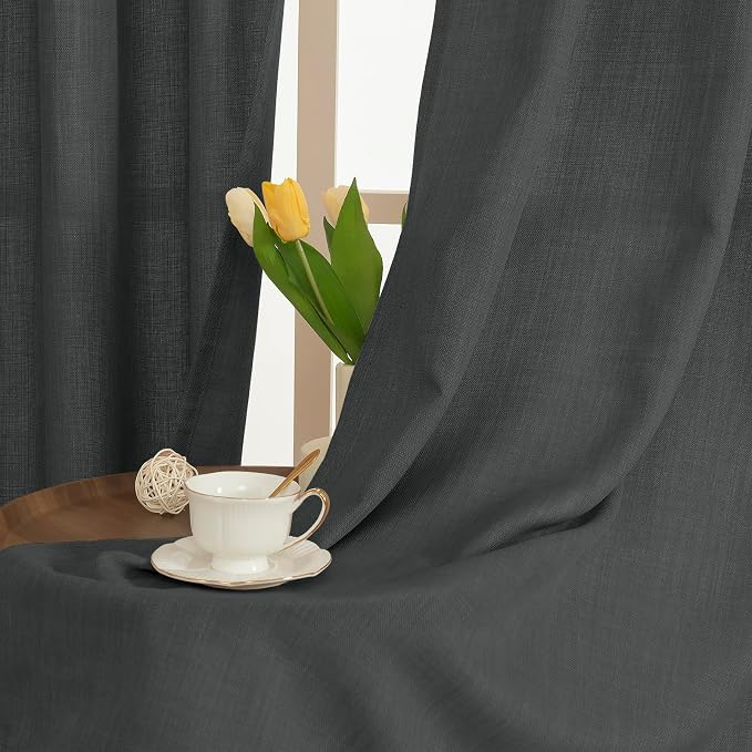 Light Filtering Linen Curtains 45 inch Length - Image 3